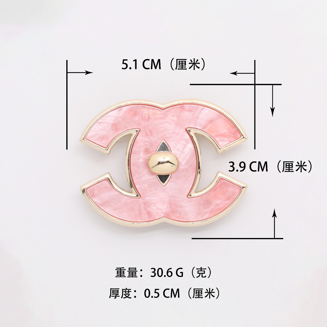 BCB595 Chanel Pink Acrylic bag clasp brooch pin - ccjewelryacc