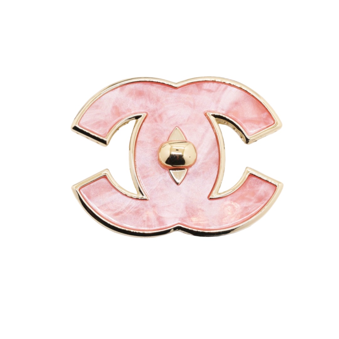 BCB595 Chanel Pink Acrylic bag clasp brooch pin - ccjewelryacc