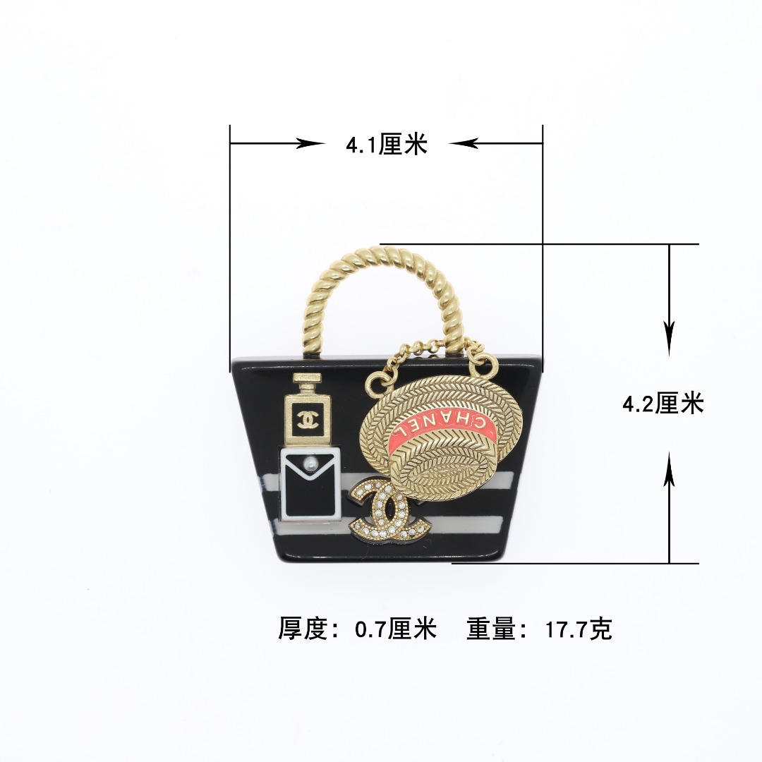 BCB598 Chanel Flower basket straw hat acrylic brooch - ccjewelryacc