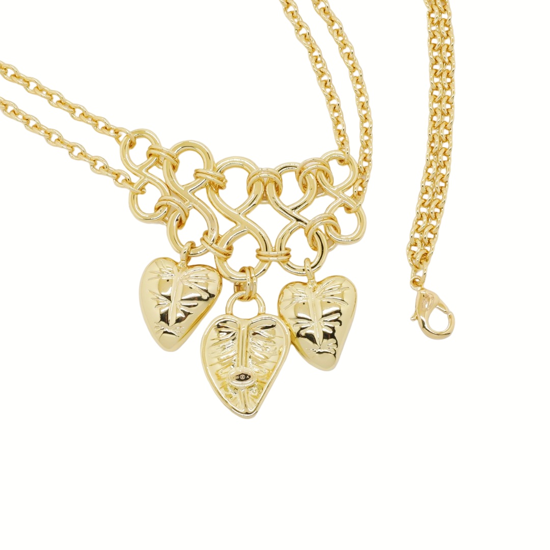 CCN036 Chanel Gold leaf heart pendant necklace - ccjewelryacc