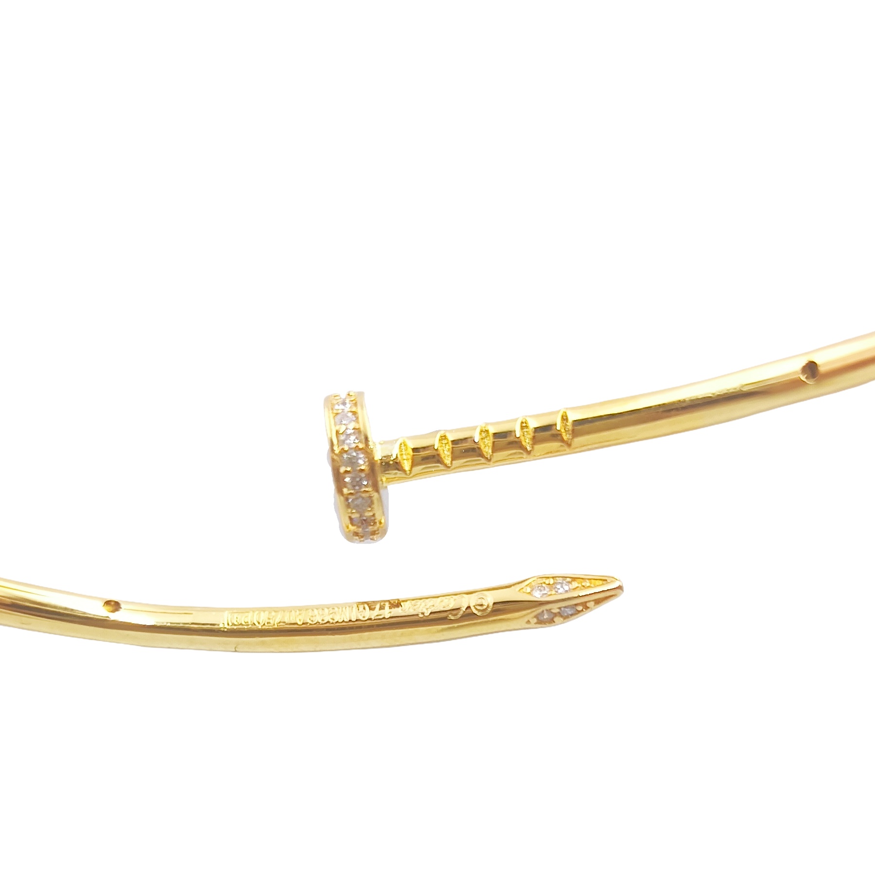 CTSV026 18K Gold slender and flexible Juste un Clou bracelet, small model, diamonds 2.5mm - ccjewelryacc