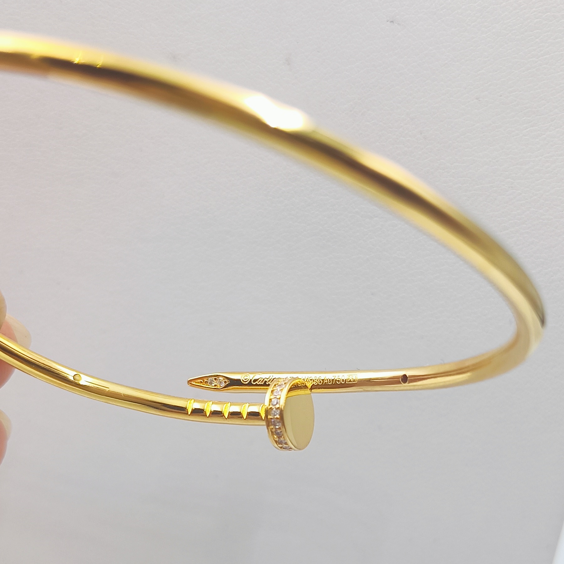 CTSV026 18K Gold slender and flexible Juste un Clou bracelet, small model, diamonds 2.5mm - ccjewelryacc