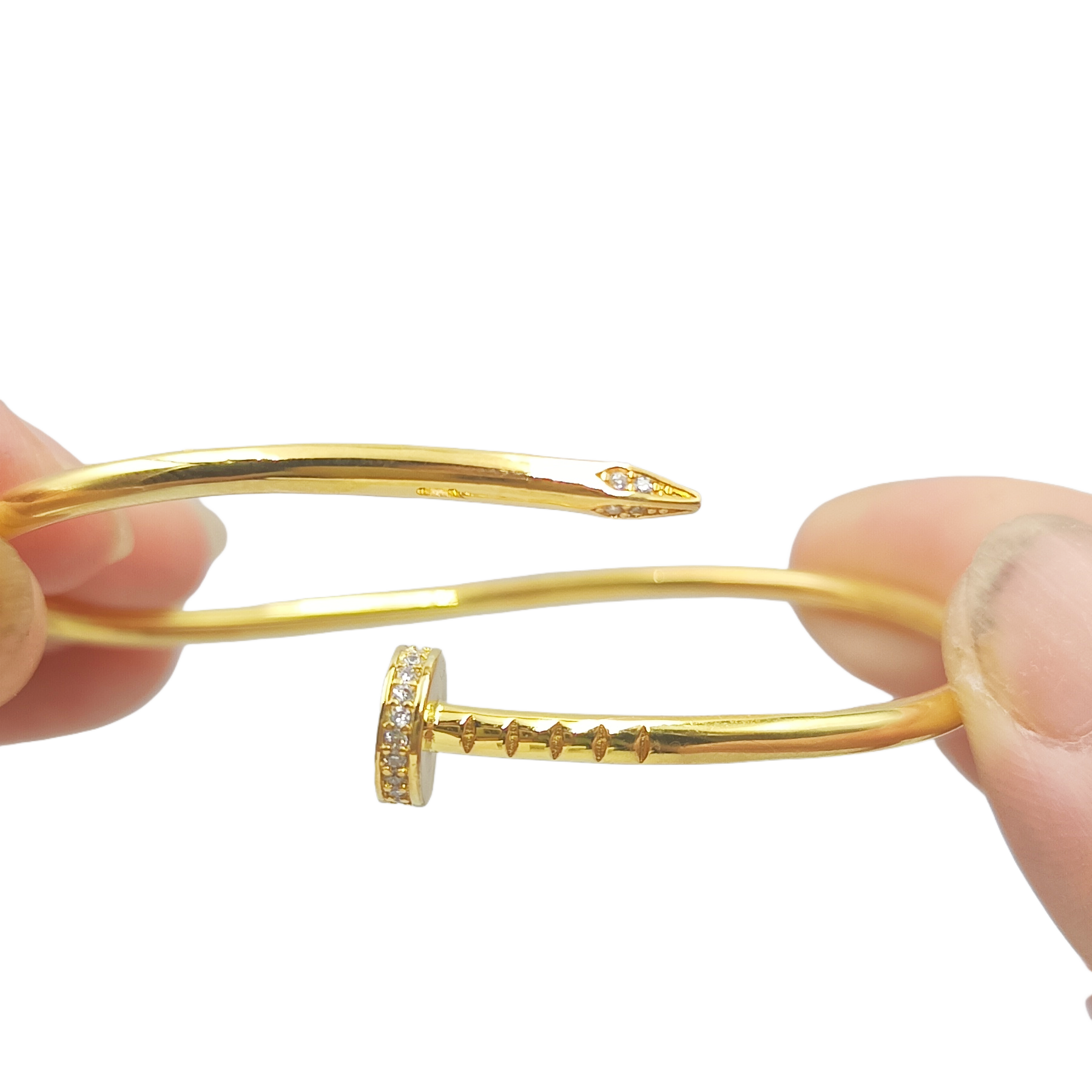 CTSV026 18K Gold slender and flexible Juste un Clou bracelet, small model, diamonds 2.5mm - ccjewelryacc