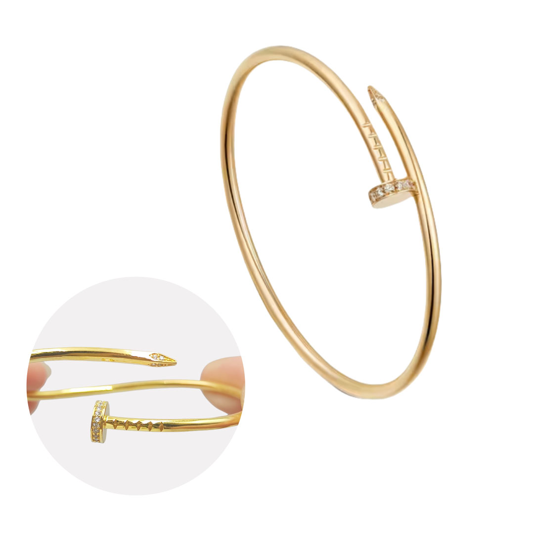 CTSV026 18K Gold slender and flexible Juste un Clou bracelet, small model, diamonds 2.5mm - ccjewelryacc
