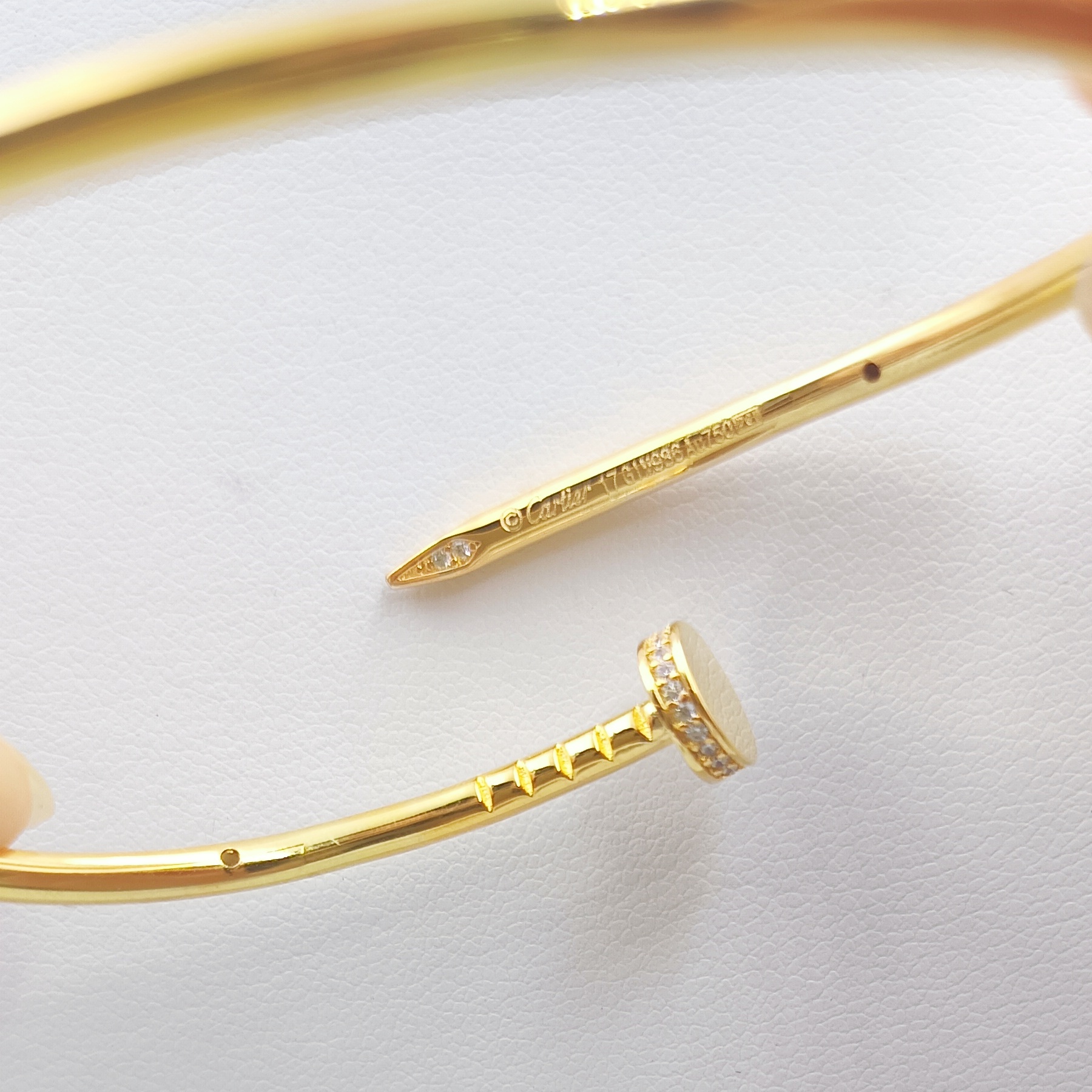 CTSV026 18K Gold slender and flexible Juste un Clou bracelet, small model, diamonds 2.5mm - ccjewelryacc