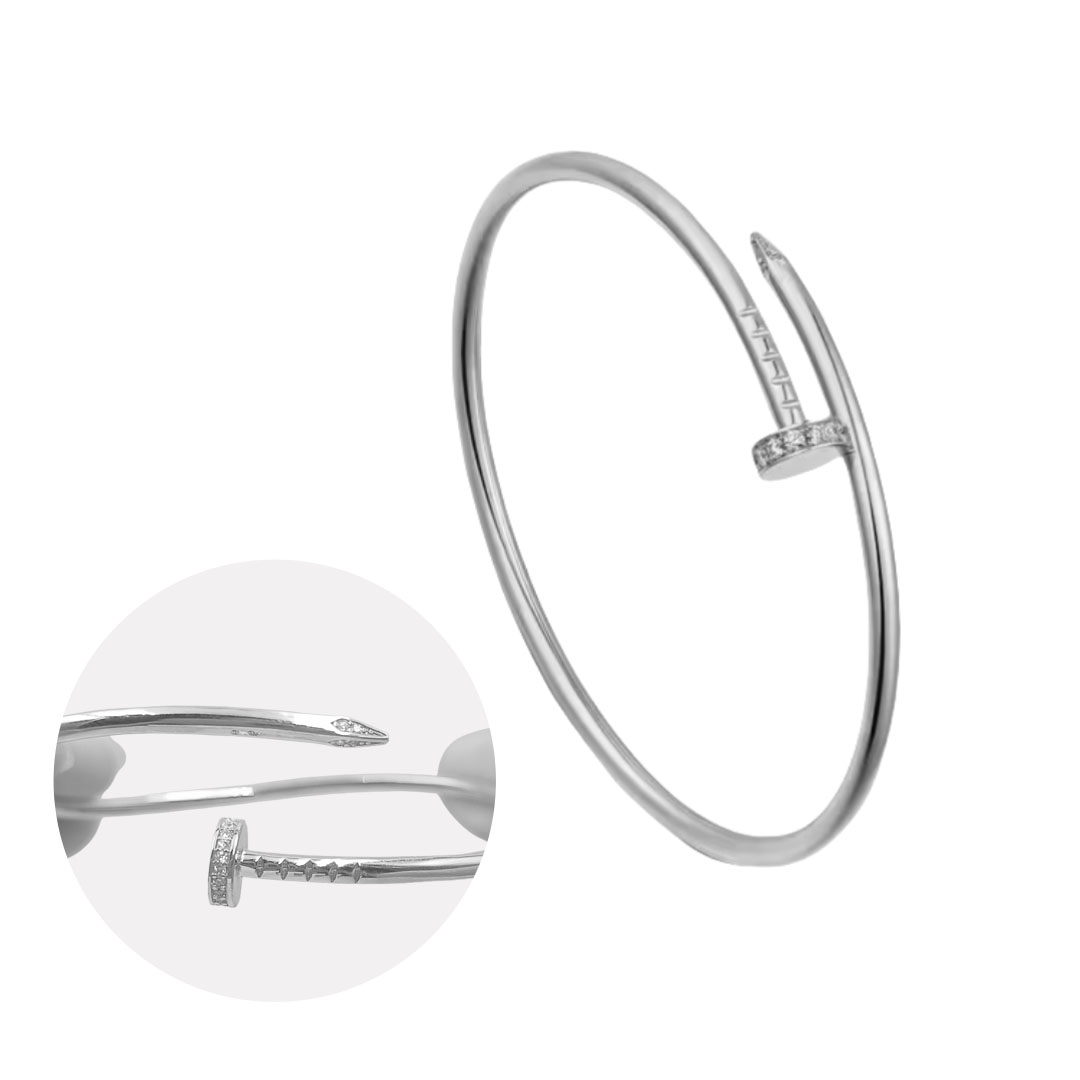 CTSV026 18K Gold slender and flexible Juste un Clou bracelet, small model, diamonds 2.5mm - ccjewelryacc