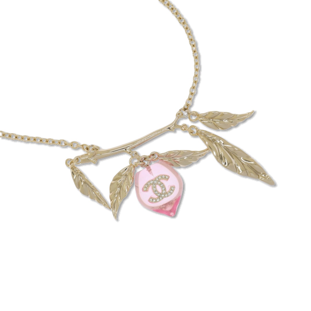 CCN060 Chanel pink acrylic peach charm necklace for women - ccjewelryacc