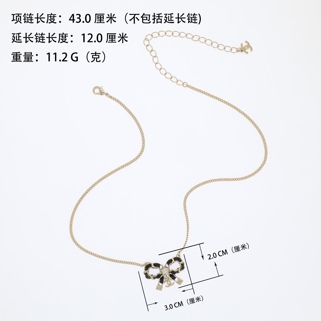 CCN041 Chanel metal leater bow choker Necklace for women - ccjewelryacc