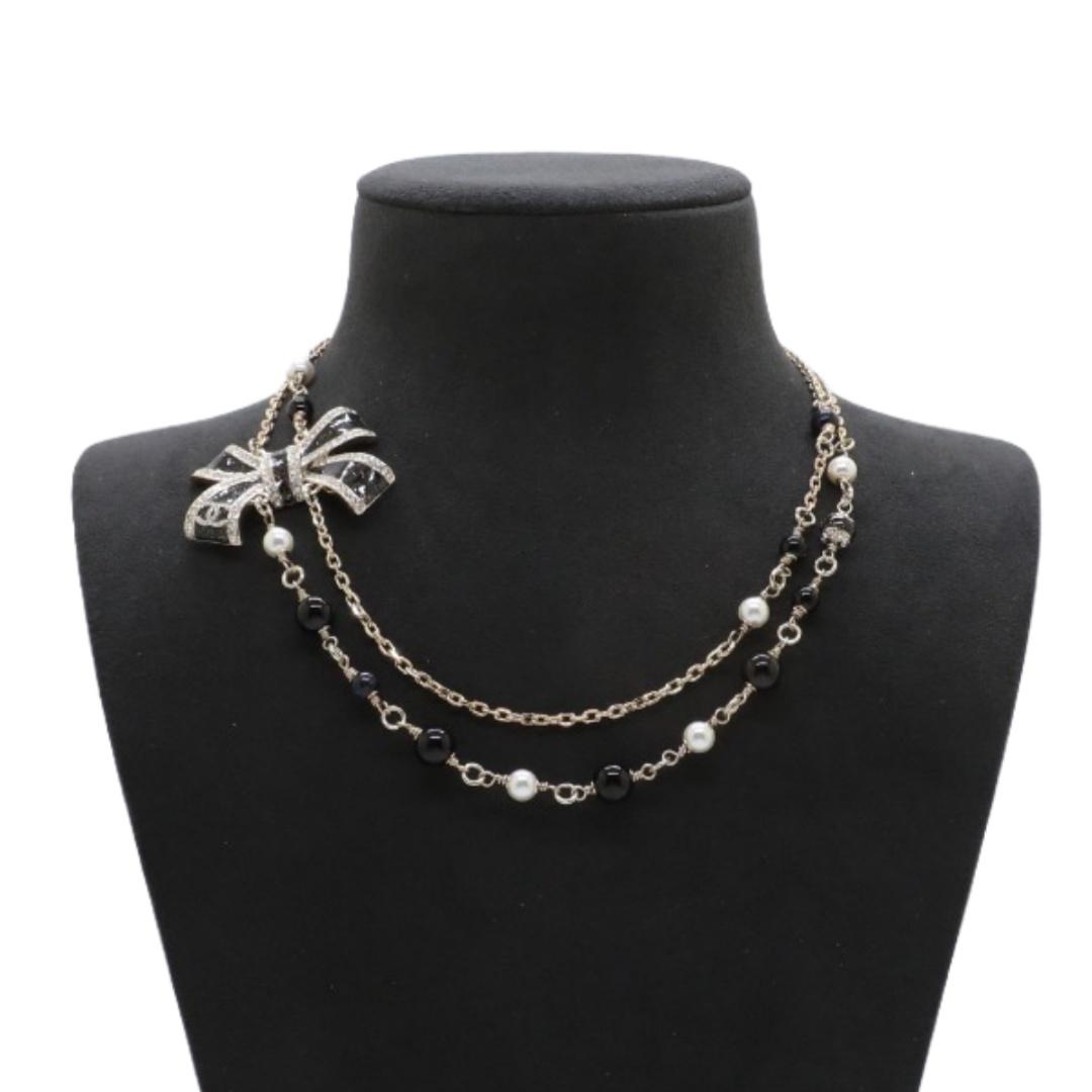 CCN173 Chanel black enamel bow necklace for women - ccjewelryacc
