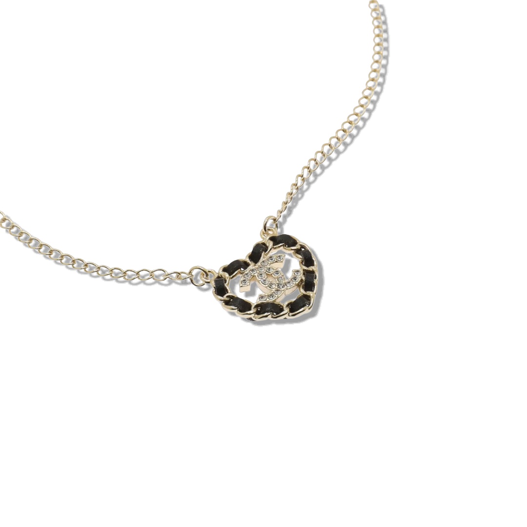 CCN061 Chanel metal leater heart choker necklace for women - ccjewelryacc