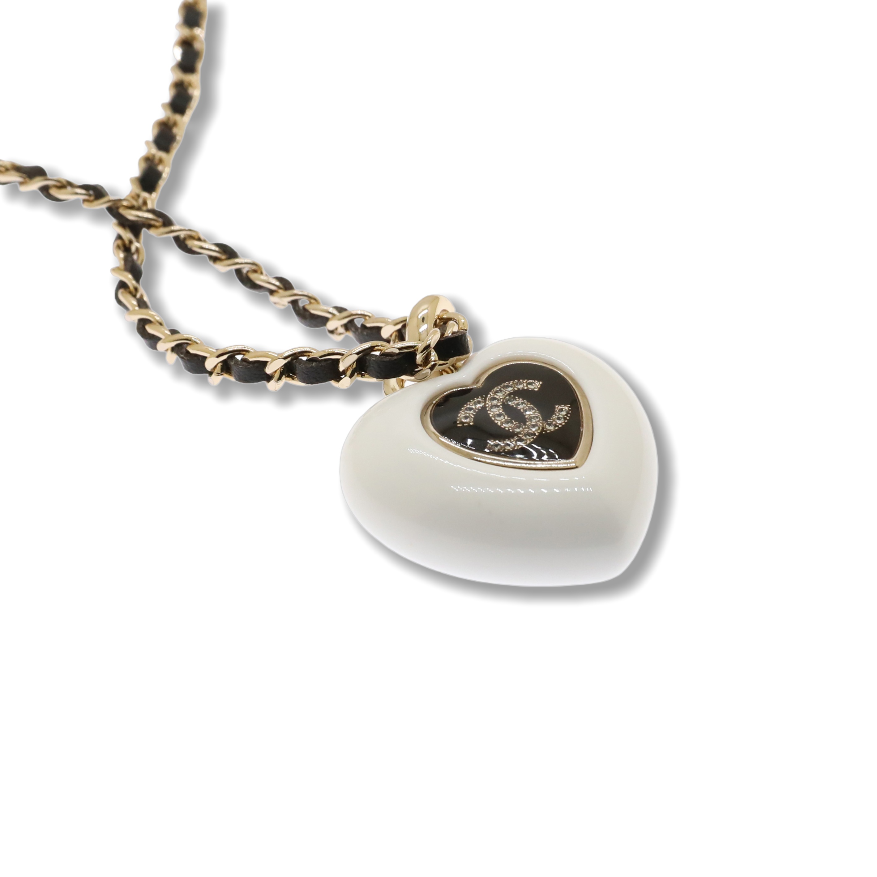 CCN044 Chanel metal leater acrylic heart Choker Necklace - ccjewelryacc