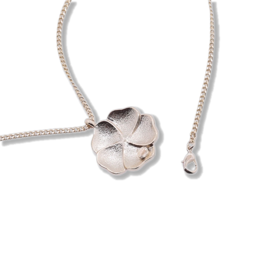 CCN043 Chanel Pink/Black enamel camellia pendant necklace for women - ccjewelryacc