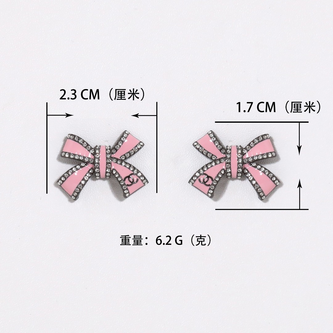 CCE366 Chanel black enamel bow pearl drop earrings for women - ccjewelryacc