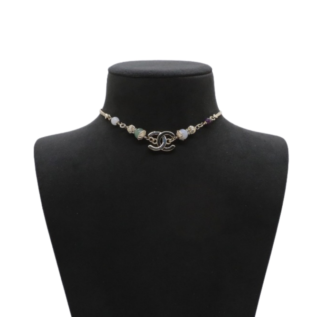 CCN450 Chanel Vintage snake chain color gemstone cc choker necklace - ccjewelryacc