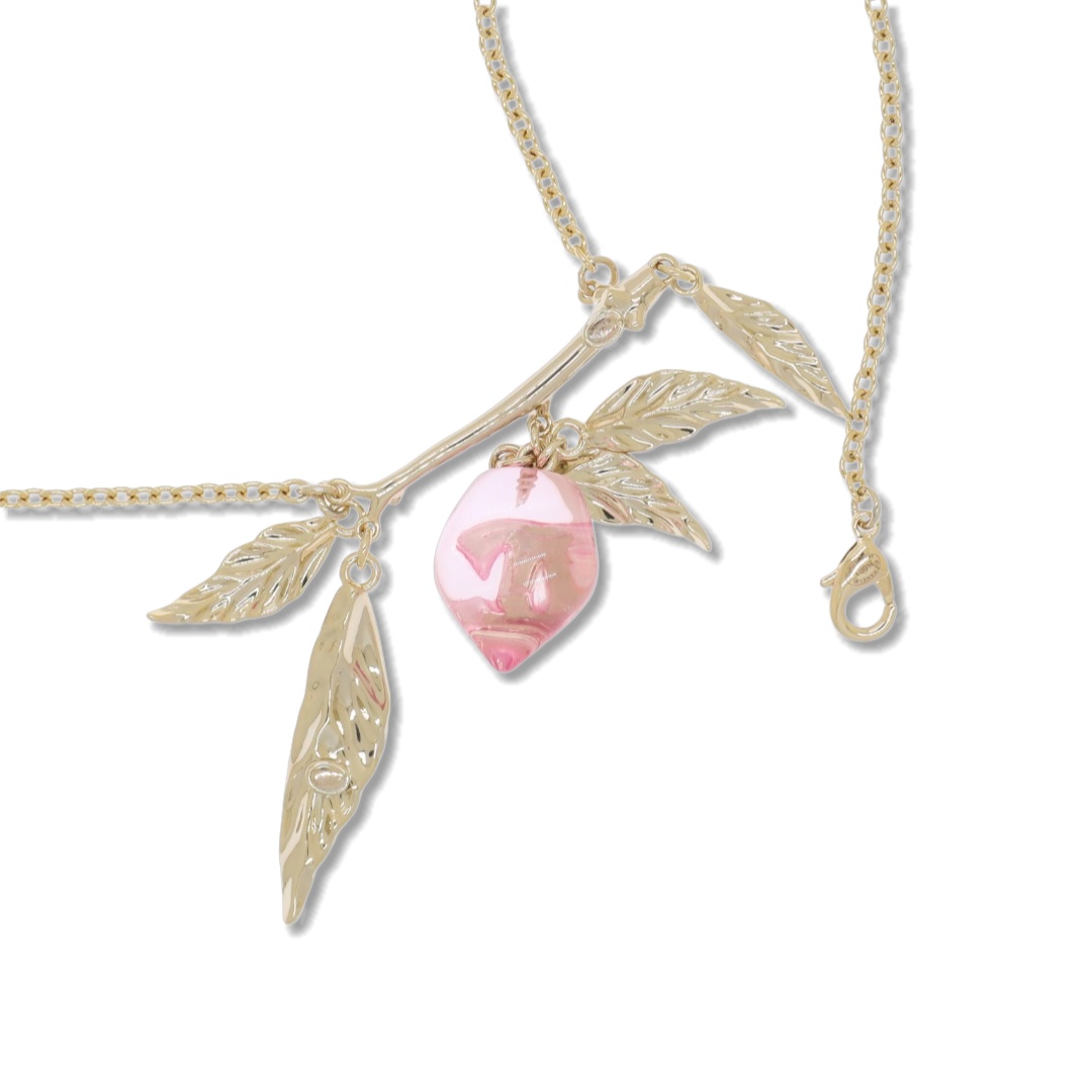 CCN060 Chanel pink acrylic peach charm necklace for women - ccjewelryacc