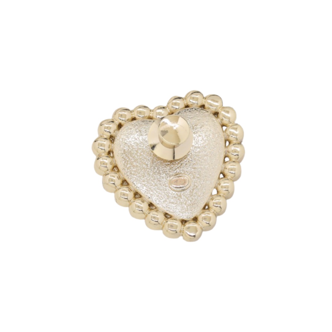 BCB603 Chanel Black enamel pearl heart brooch pin - ccjewelryacc