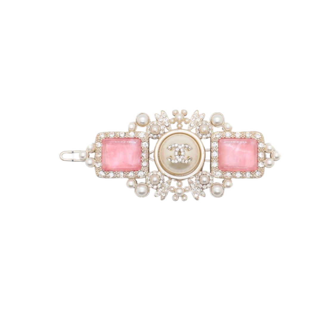CCH068 Vintage Pink chanel hair clips - ccjewelryacc