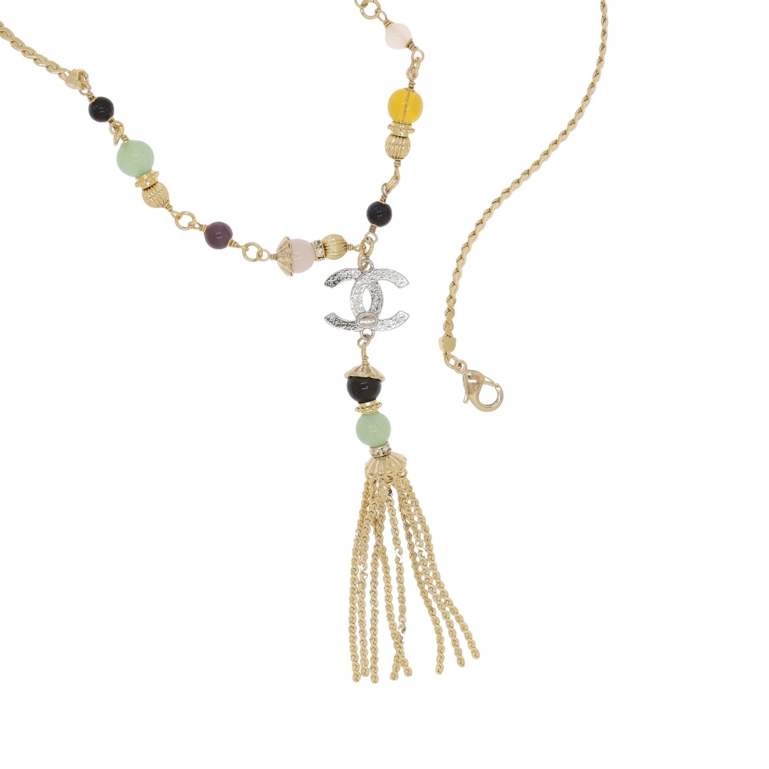 CCN052 Chanel colorful gemstone tassels necklace for women - ccjewelryacc