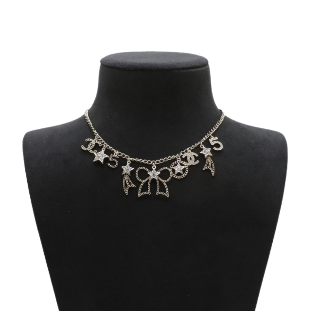 CCN451 Chanel star bow No 5 charms choker necklace for women - ccjewelryacc