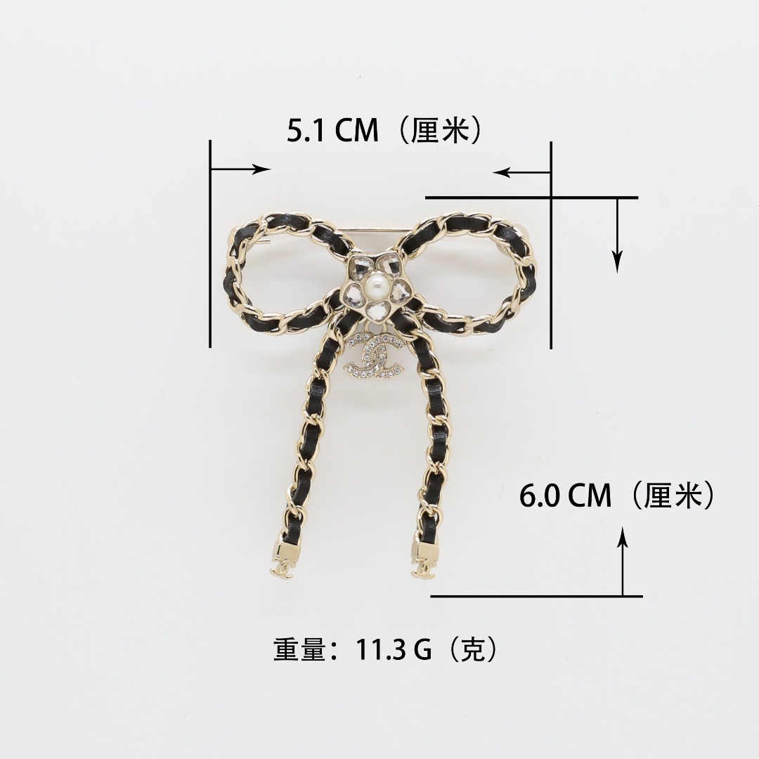 BCB604 Metal and leather bow brooch pin - ccjewelryacc