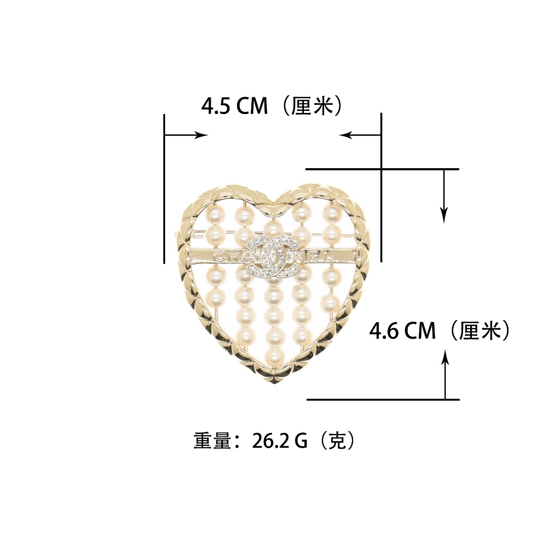 BCB601 Chanel light gold Hollow-out Heart brooch pin - ccjewelryacc