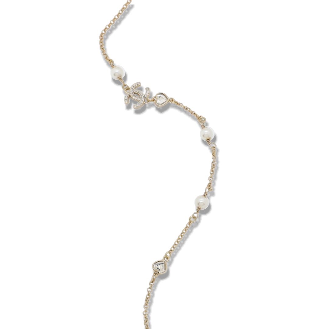CCN079 Chanel crytal heart cc logo choker necklace for women - ccjewelryacc