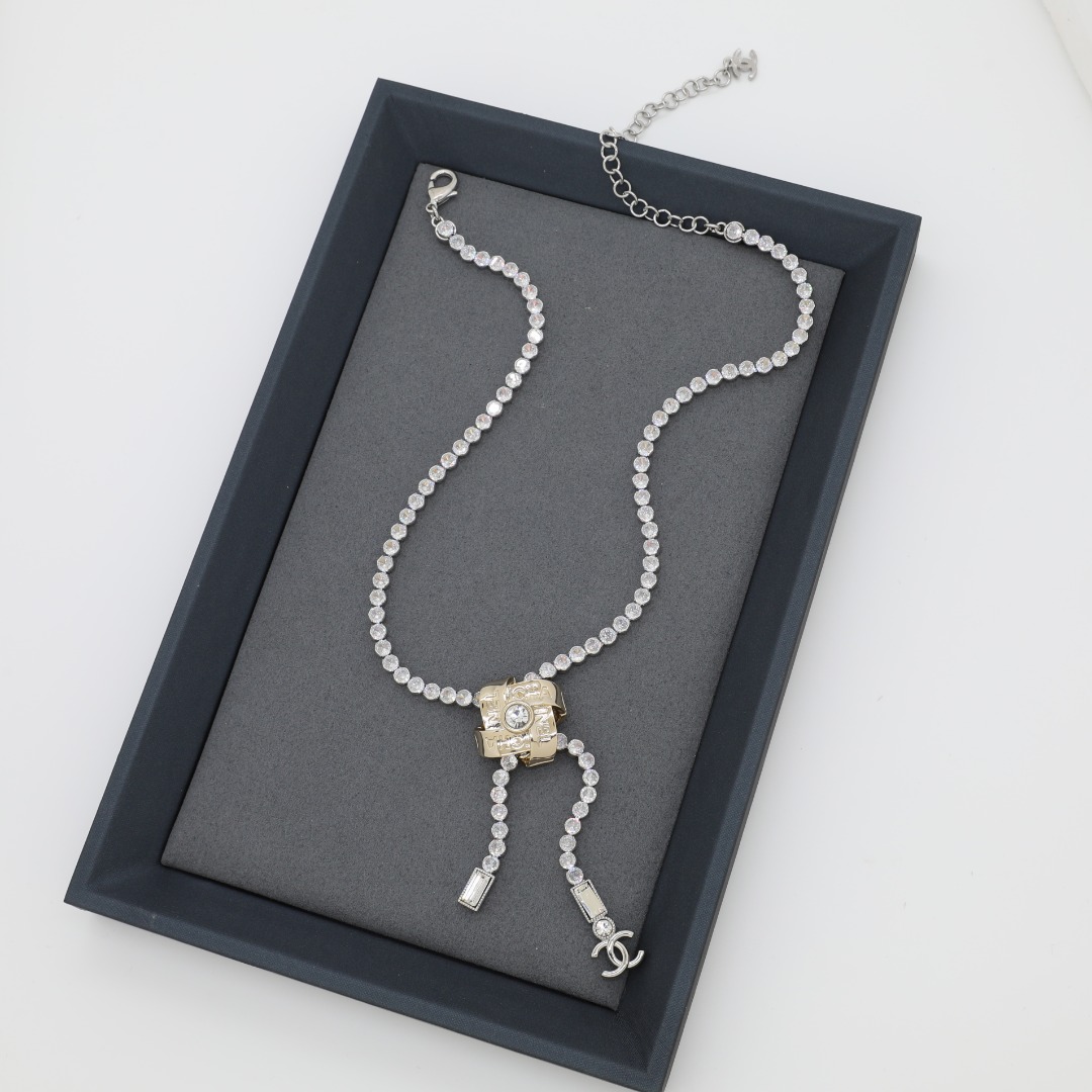 CCN177 Chanel crystal tennies chain tassels necklace for women - ccjewelryacc