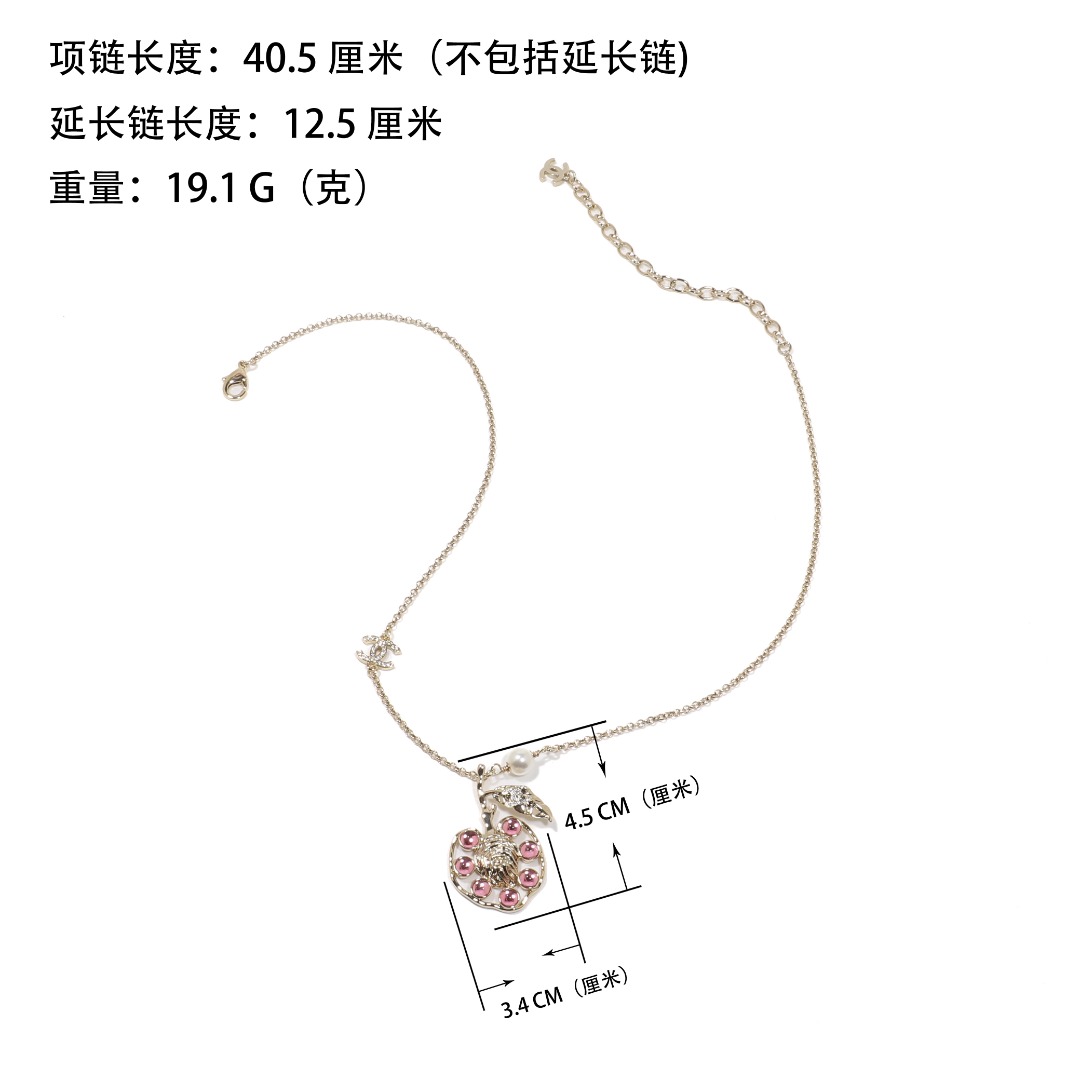CCN178 Chanel hollow-out crystal Peaches pendant necklace for women - ccjewelryacc
