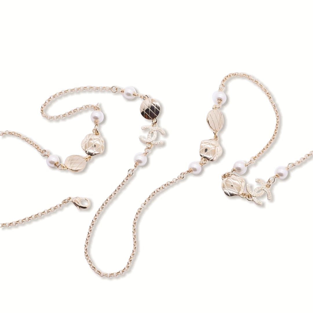 CCL128 Chanel red camellia charms long chain sweater Necklace for women - ccjewelryacc