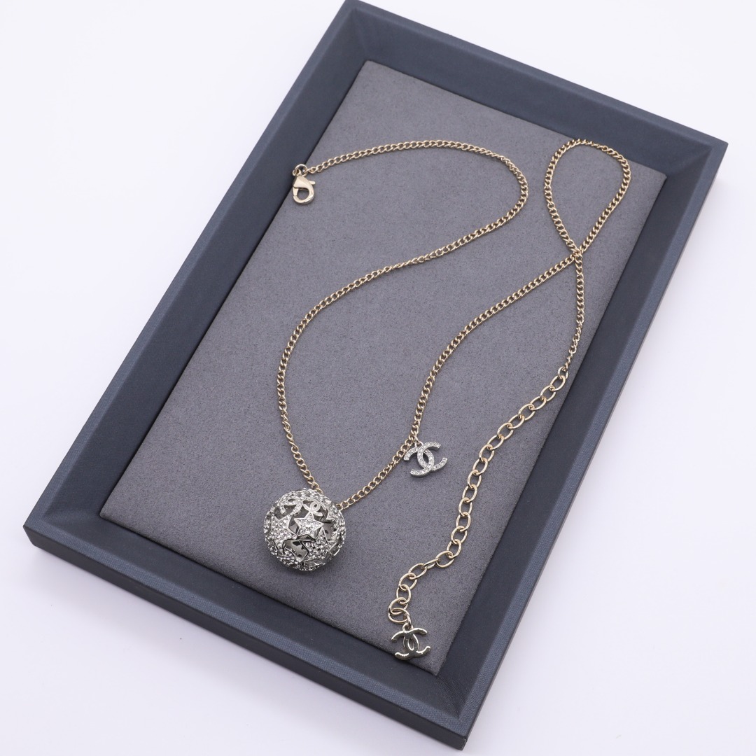 CCN188 Chanel hollow-out ball charm necklace for women - ccjewelryacc