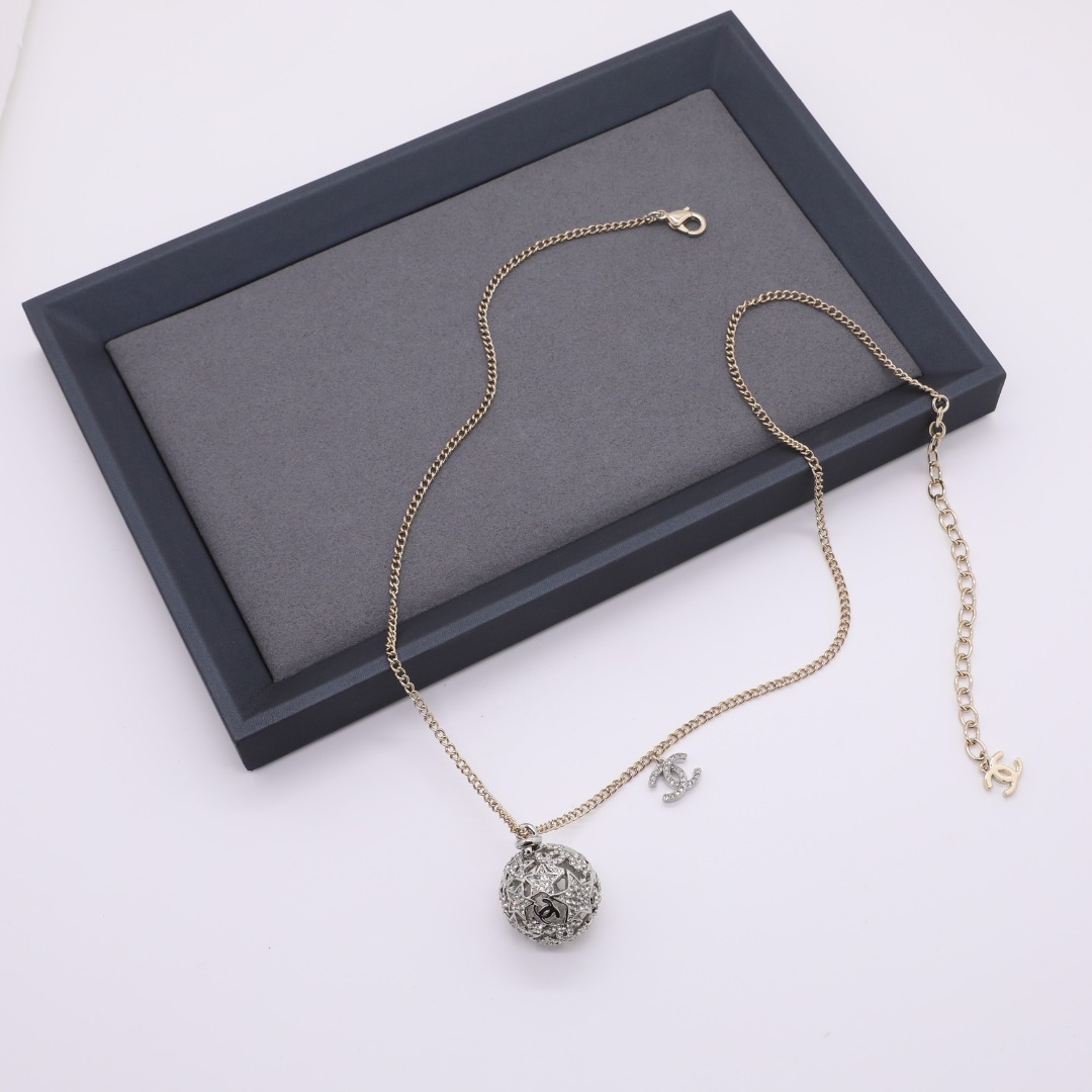CCN188 Chanel hollow-out ball charm necklace for women - ccjewelryacc