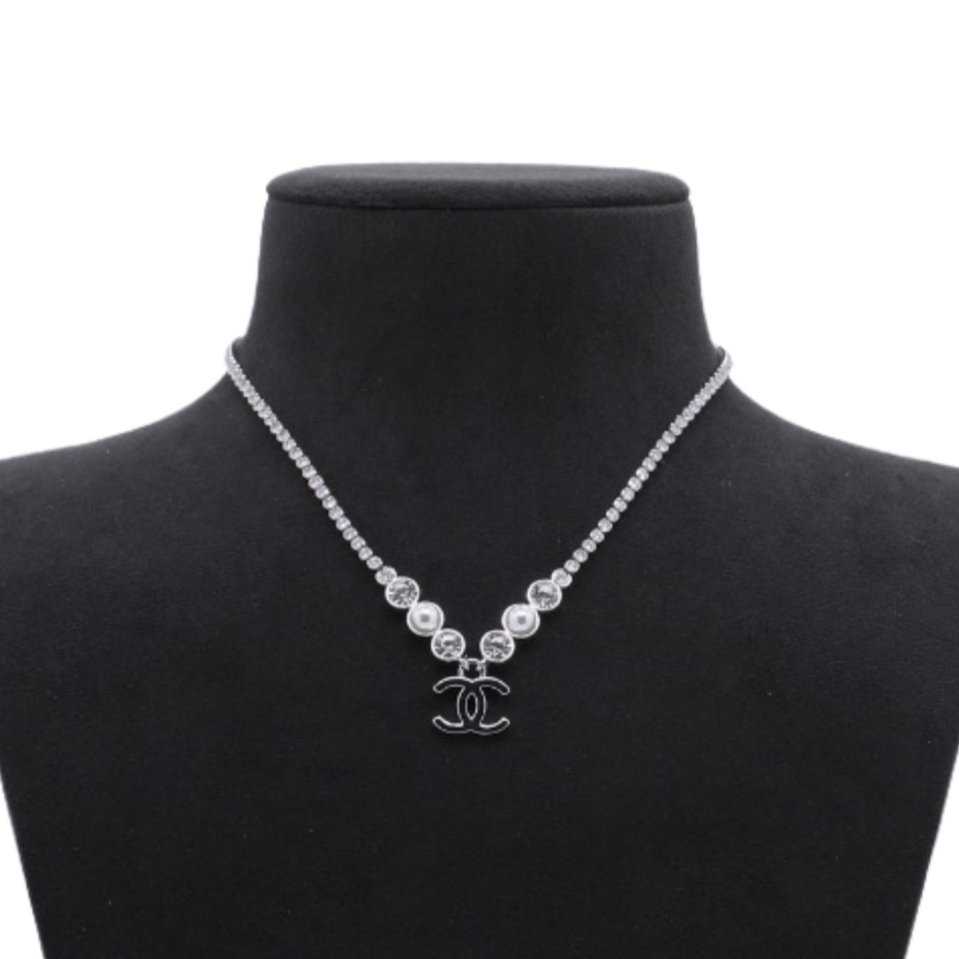 CCN156 Chanel White Gold crystal tennies necklace for women - ccjewelryacc