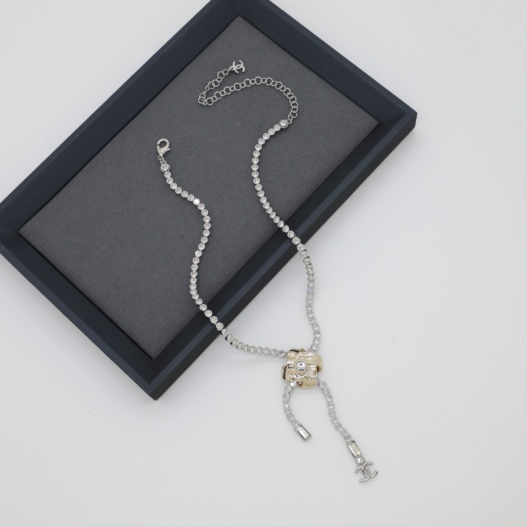 CCN177 Chanel crystal tennies chain tassels necklace for women - ccjewelryacc