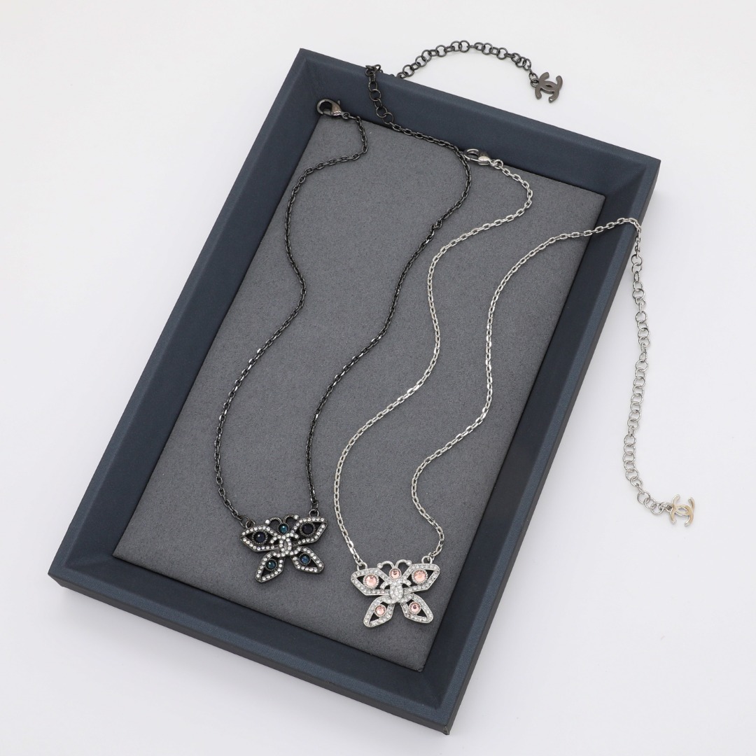 CCN147 Chanel crystal butterfly choker necklace for women - ccjewelryacc