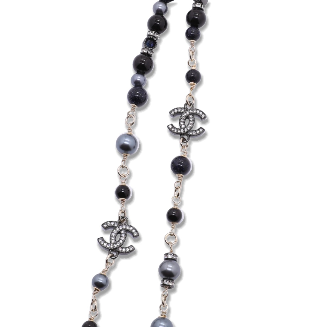 CCL044  Chanel black pearl long chain sweater necklace for women - ccjewelryacc