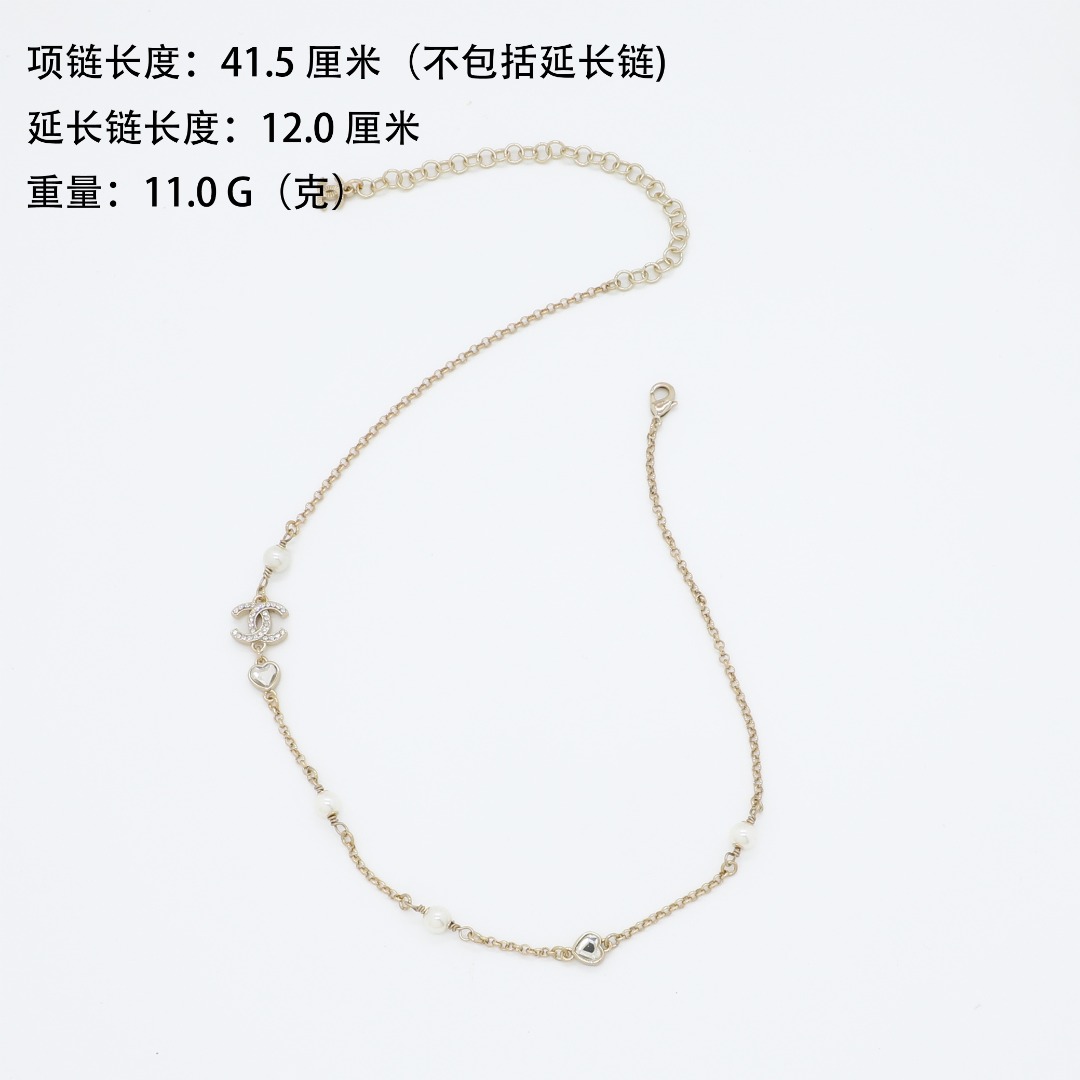 CCN079 Chanel crytal heart cc logo choker necklace for women - ccjewelryacc