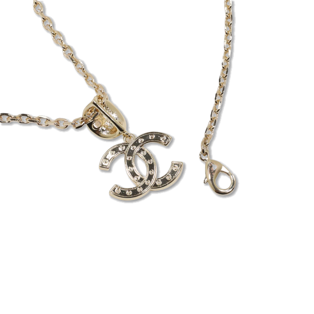 CCN194 Chanel red crystal cc logo pendant necklace for women - ccjewelryacc