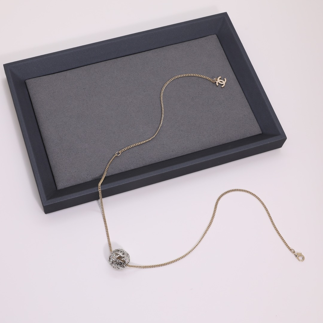 CCN200 Chanel hollow-out ball charm choker necklace - ccjewelryacc