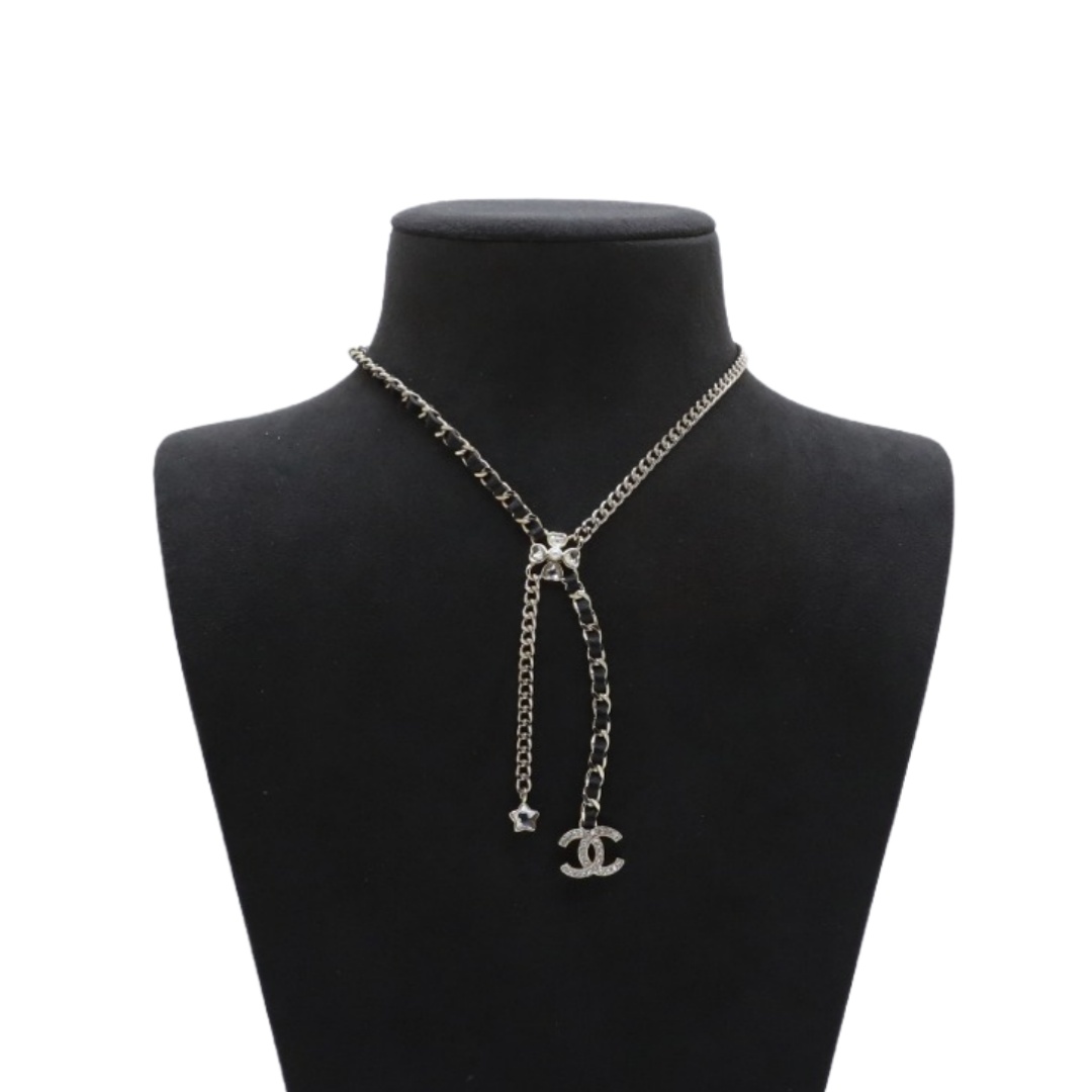 CCN110 Chanel metal leater chain with crystal star cc tassels necklace for women - ccjewelryacc