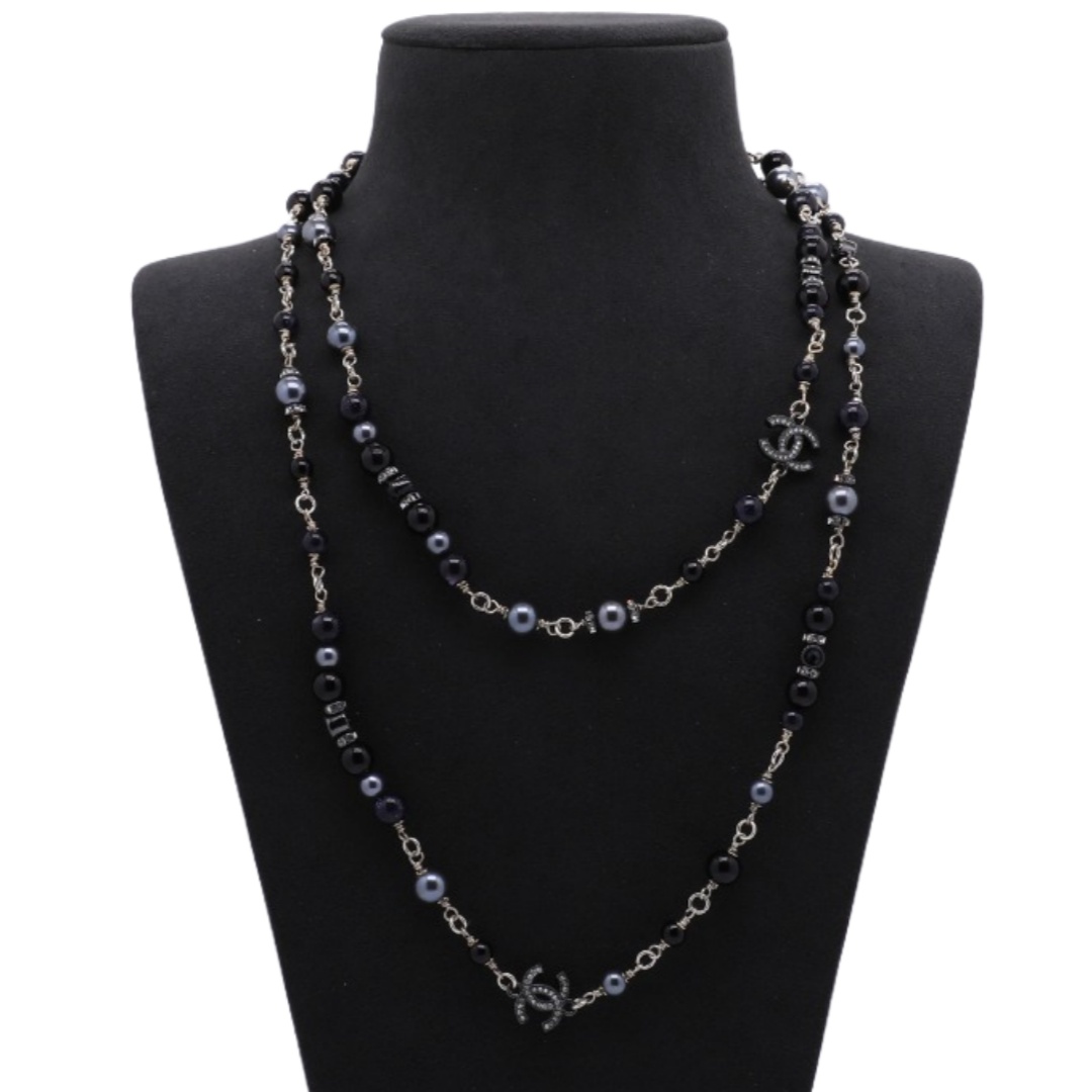 CCL044 Chanel black pearl long chain sweater necklace for women - ccjewelryacc