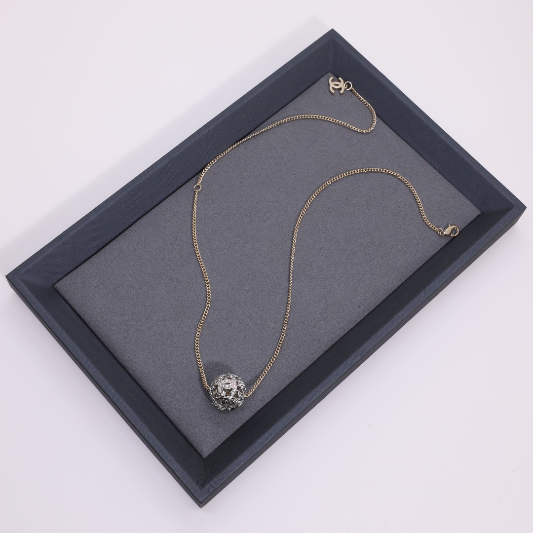 CCN200 Chanel hollow-out ball charm choker necklace - ccjewelryacc