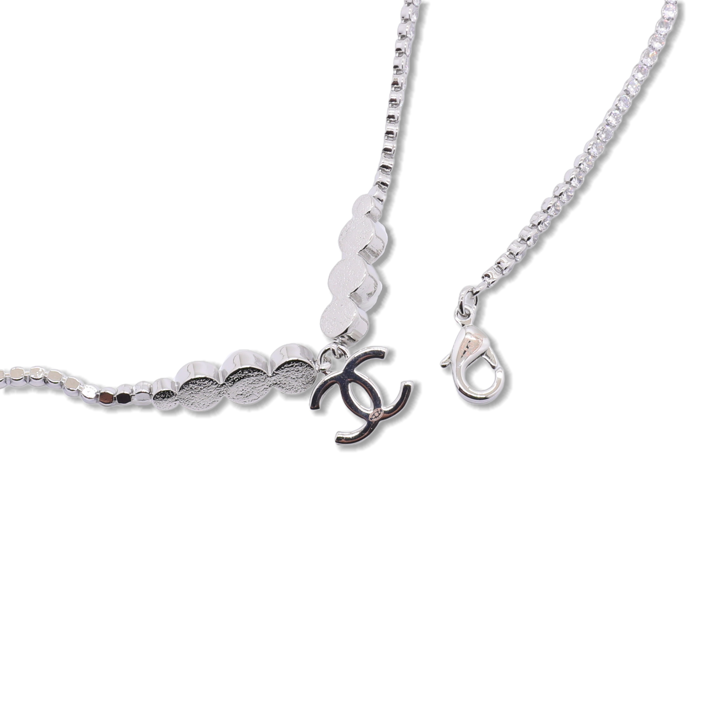 CCN156 Chanel White Gold crystal tennies necklace for women - ccjewelryacc
