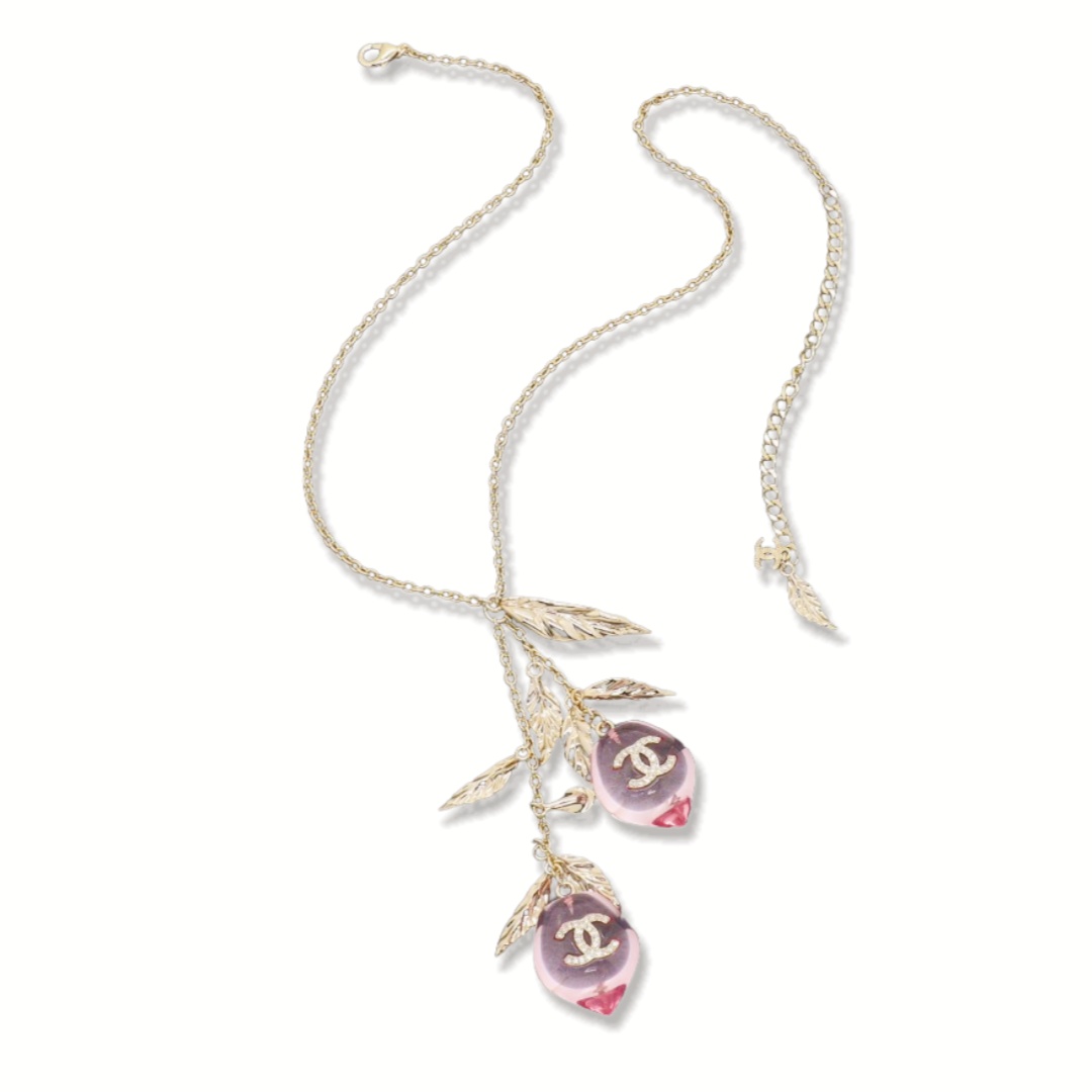 CCN357 Chanel pink acrylic Peaches charms necklace for women - ccjewelryacc