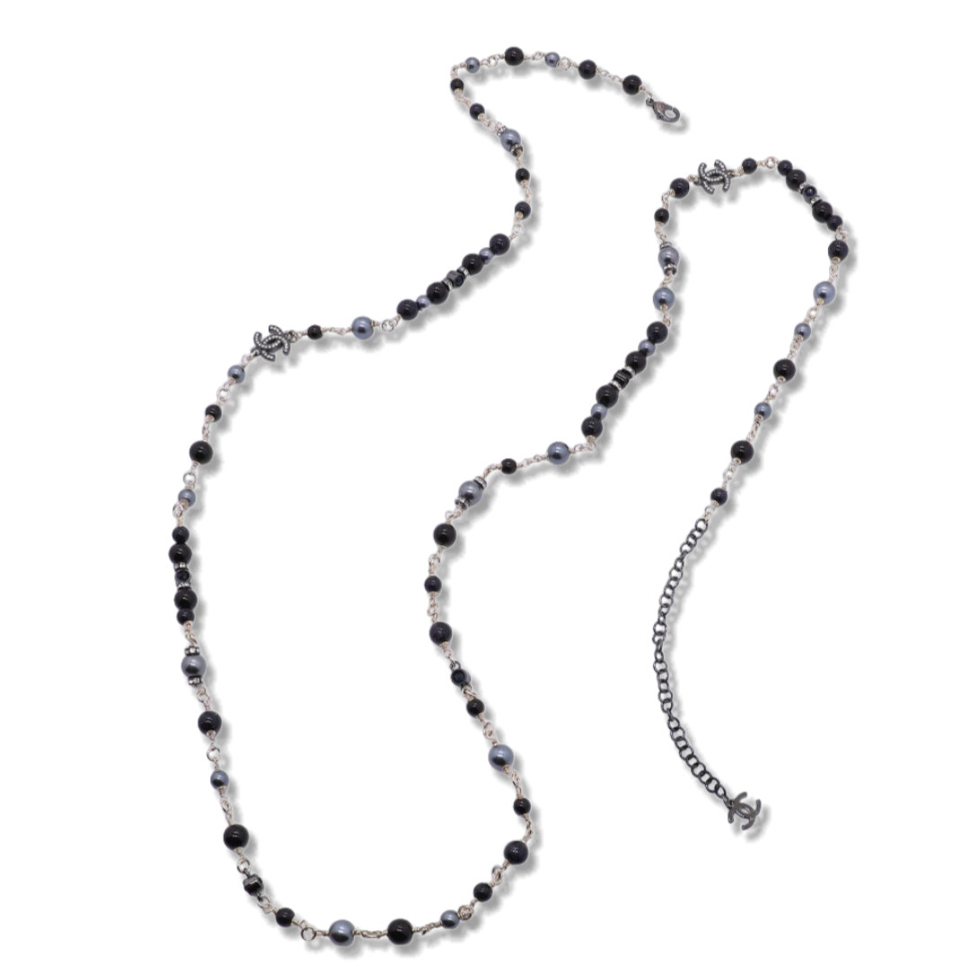CCL044 Chanel black pearl long chain sweater necklace for women - ccjewelryacc