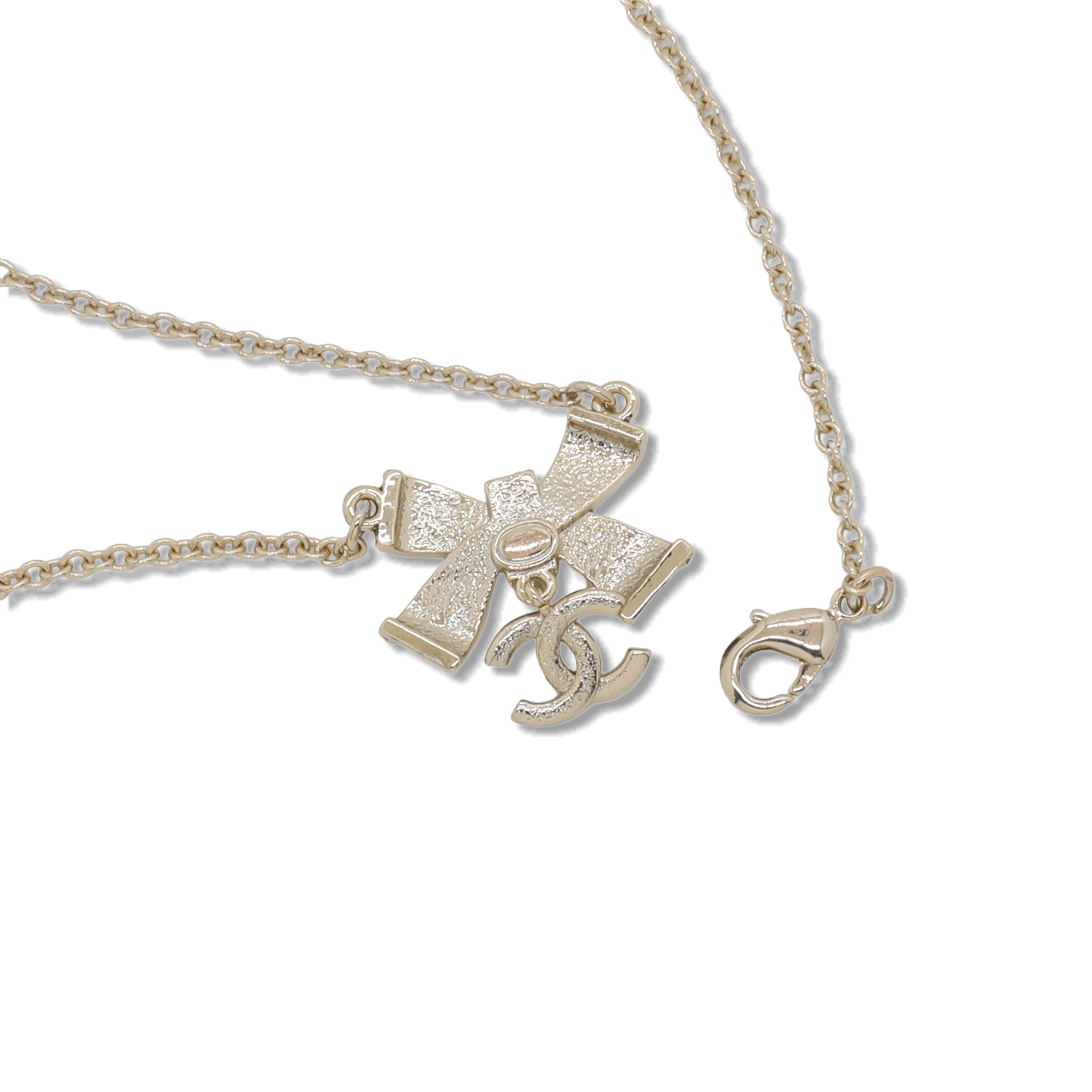 CCN141 Chanel Black enamel Bow with crystal cc logo pendant necklace for women - ccjewelryacc