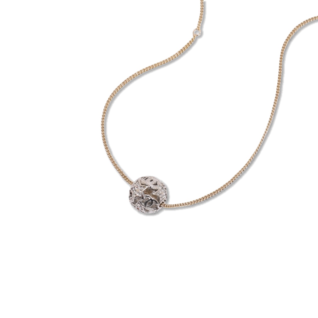 CCN200 Chanel hollow-out ball charm choker necklace - ccjewelryacc