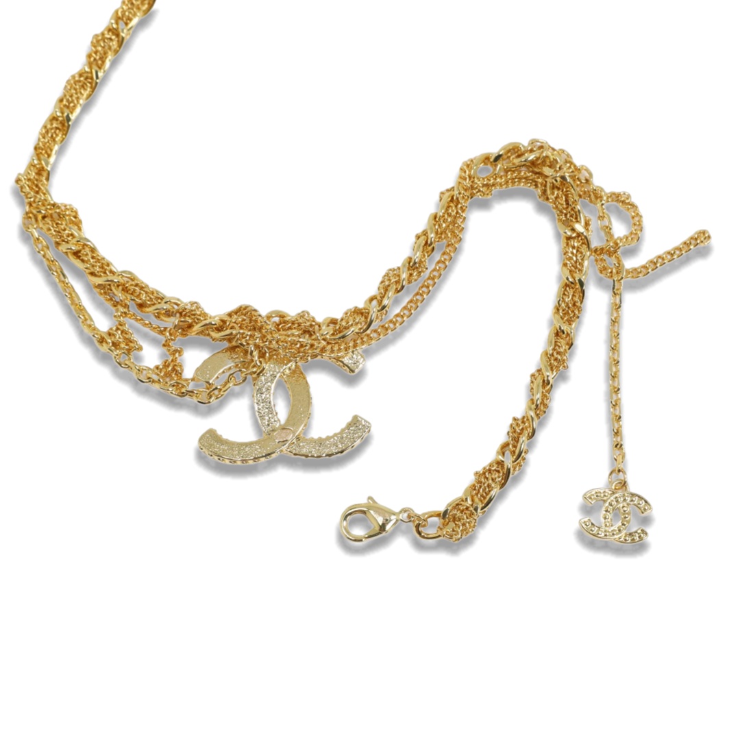 CCN010 Chanel chain cc logo choker CC Gold Necklace - ccjewelryacc