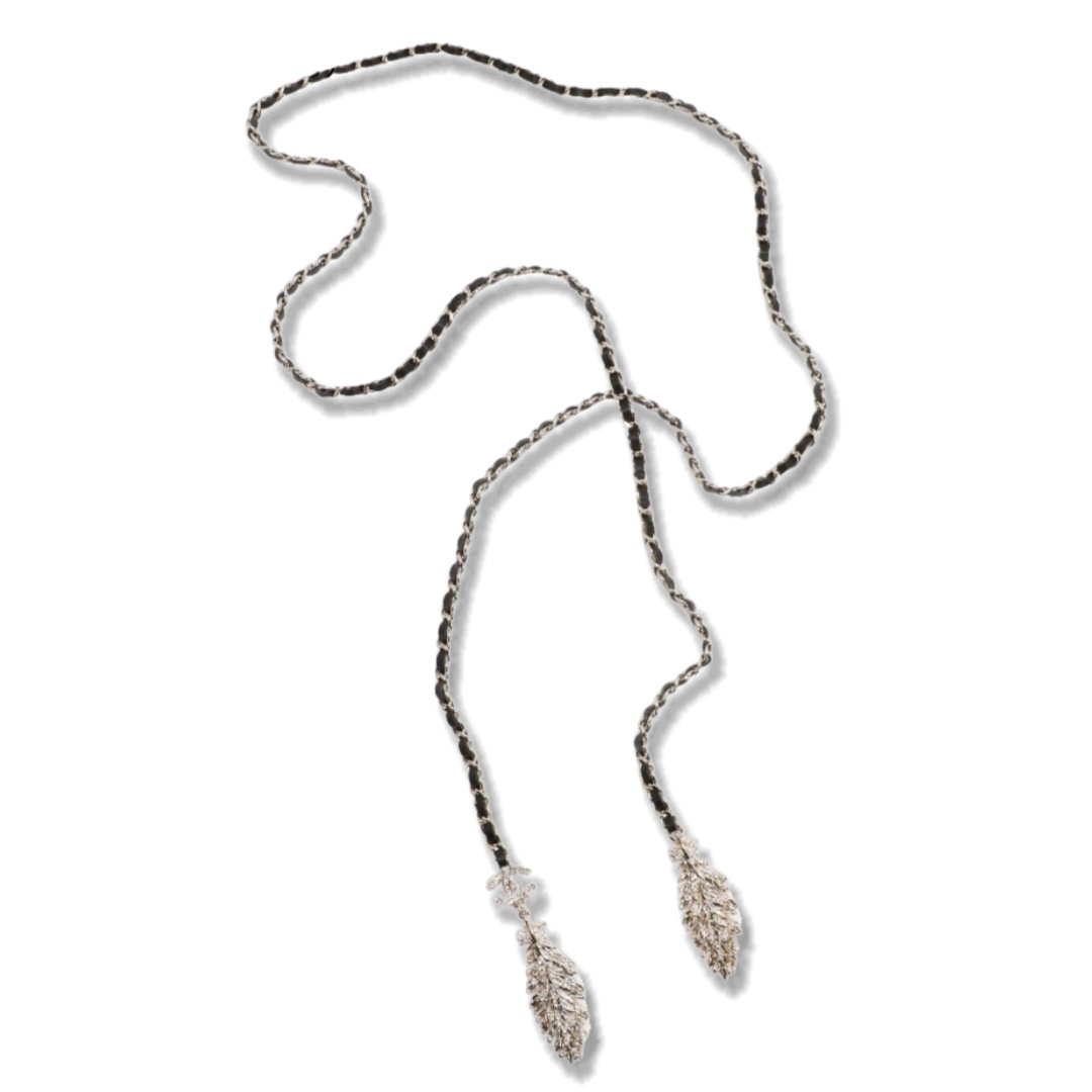 CCN211 Chanel metal leater leaf chain waist chain necklace - ccjewelryacc