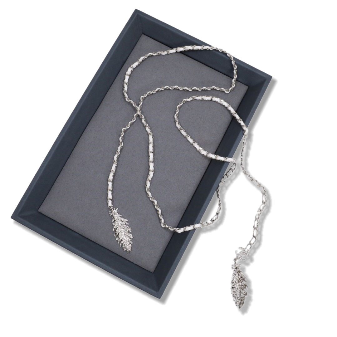 CCN211 Chanel metal leater leaf chain waist chain necklace - ccjewelryacc