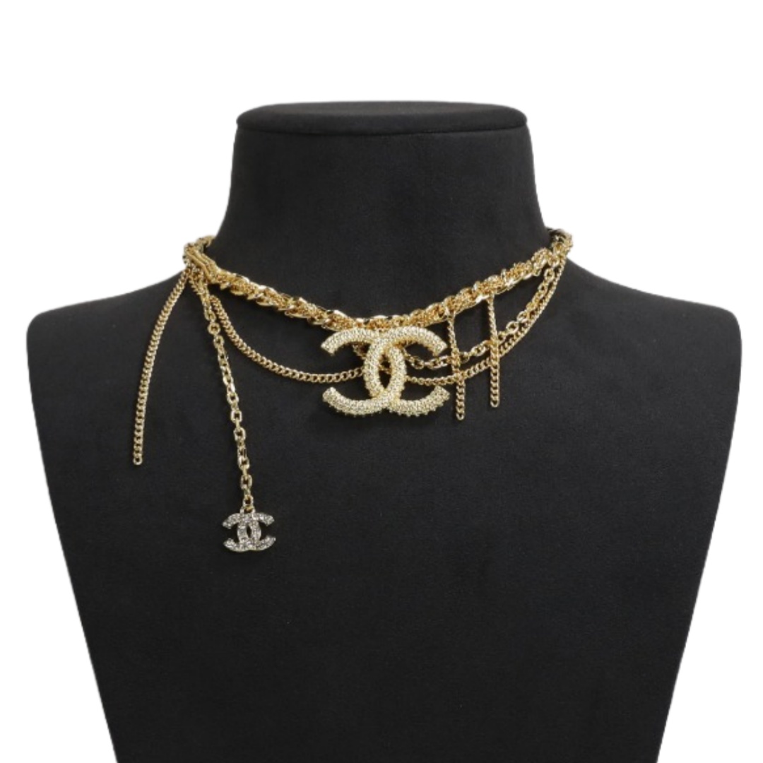 CCN010 Chanel chain cc logo choker CC Gold Necklace - ccjewelryacc